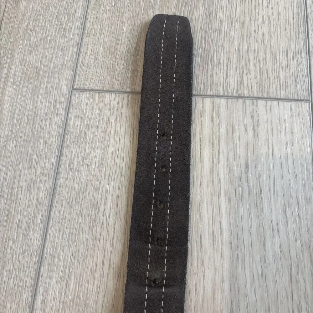 Gap Double Stitch Italy Suede Brown Work Belt Y2K Retro Rodeo Cowboy 36